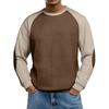 Men's Loose-fitting Casual Waffle-weave  Neck Long-sleeved Top