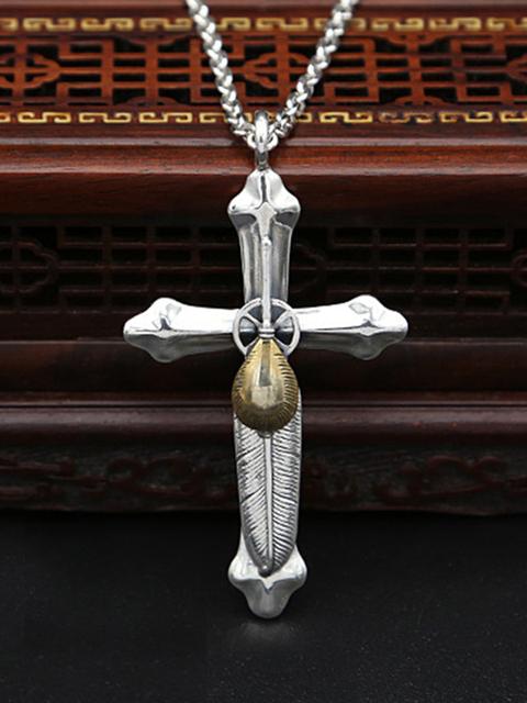 

Ювелирные изделия из стерлингового серебра 925 пробы, ретро тайское серебро, индивидуальный панк, популярный простой мужской и женский крестовый кулон