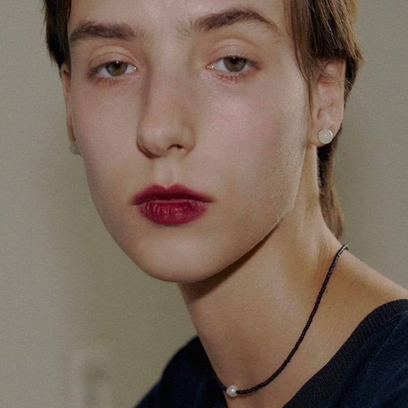 Denu [BEST] Black Realstone Color Bead Necklace