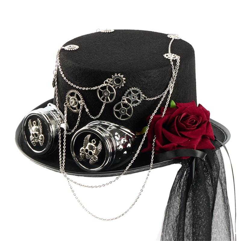 Victorian Style Mesh Caps Gothic Headpiece Adjustable Goggles Headwear Costume Accessories For Theme Parties Halloween