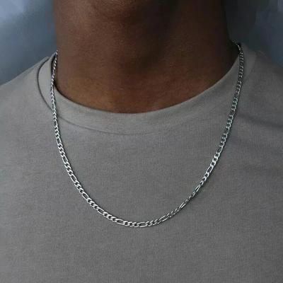 40-75cm 925 Gümüş 4mm Figaro Zincir Kolye Kadınlar Erkekler İçin Uzun Kolye Hip Hop Takı Hediye