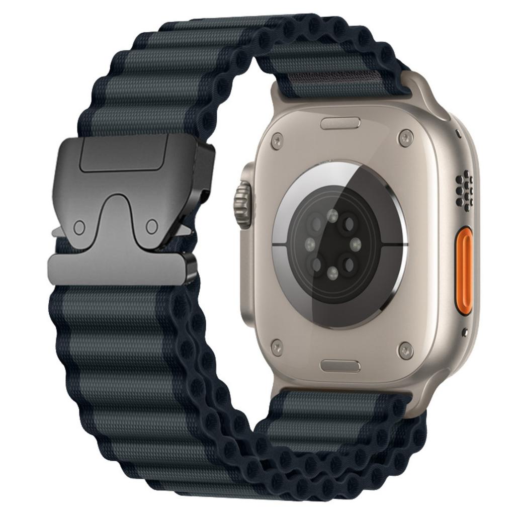 Watch Band For Apple Watch Series 11 10 42mm / 9 8 7 41mm / SE3 SE2 SE 6 5 4 40mm / 3 2 1 38mm Parachute Buckle Wide Ripple Pattern Nylon Wrist Strap