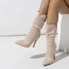 2024 Осень Новые Ботильоны на молнии Женская Мода Плиссированные Остроносые Шпильки Выпускной Вечер Вечеринка Обувь Челси Короткие Ботинки Botas Mujer