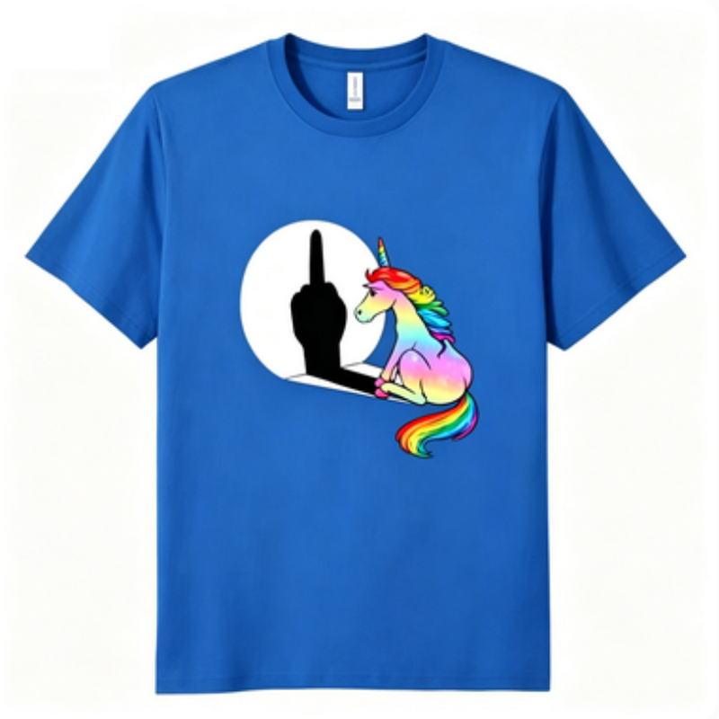 Unicorn Middle Finger T Shirt Unisex Unisexs TShirt Streetwear Tshirts Anime Clothes Four Seasons