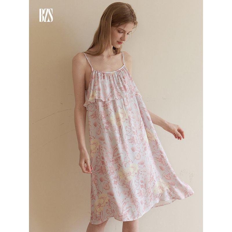2024 Summer Thin Cool Feeling Floral Sexy Suspender Skirt Plus size Pure Desire Style Pajamas Can Be Worn outside Nightdress Women