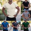 Summer Slim V-neck Sports Breathable Physical Spot Solid Color Short-sleeved Sweat T-shirt Men Short Sleeved