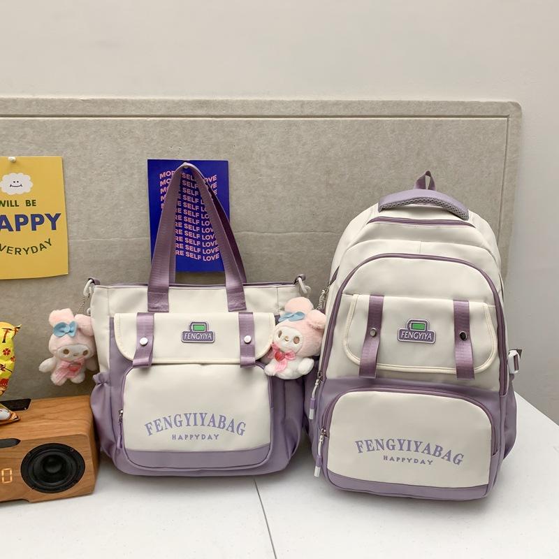 Schoolbag Two-piece Set, New College Style Backpack, Large Capacity Backpack, High Value Fashion, Junior High School and High School Students 