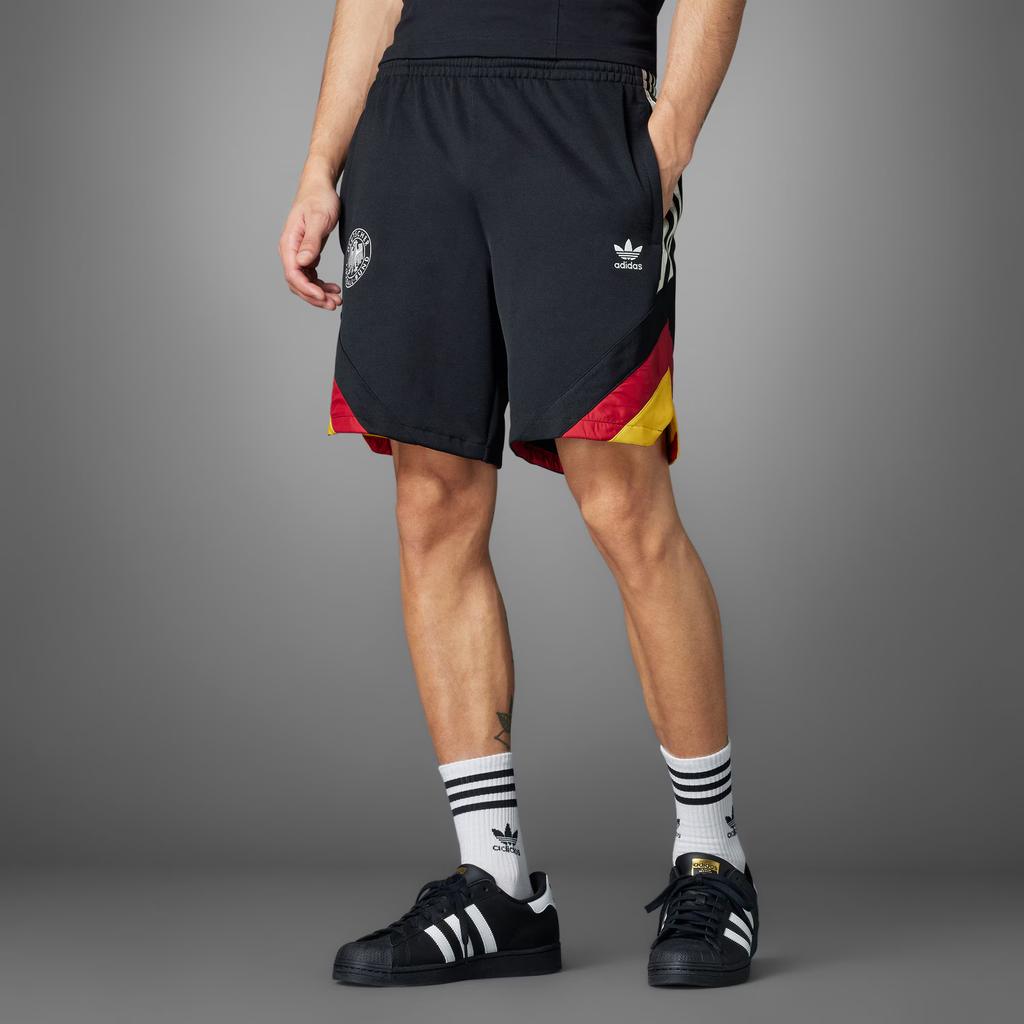 Adidas Originals Germany Euro Cup Retro Drawstring Colorblock Knit Shorts Men Bottoms Black IY7050
