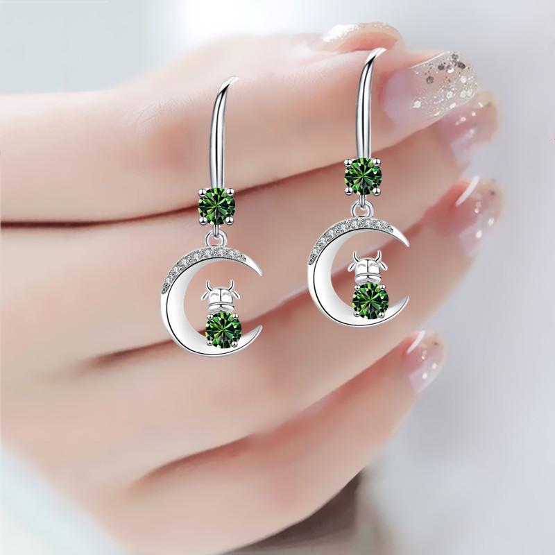 Chinese Zodiac Cow Earrings Moon Cow Drop Earrings Long Superior Temperament Ear Hooks