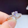 Heart-Shaped Imitation Moissanite Diamond Open Ring for Women