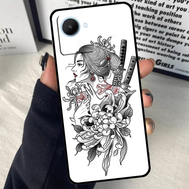 Samurai Warrior Geisha For Realme 15 14 10 11 12 13 Pro Plus C65 C67 C71 C63 C61 C55 C51 C53 C75 GT6 GT7 Pro Case