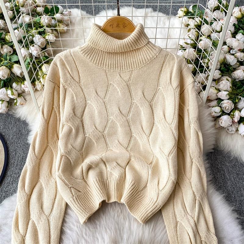 Autumn 2 Piece Set Turtleneck Sweater For Women Casual Fashion Style Chic Weave Top + High Waist Elegant Long Skirt