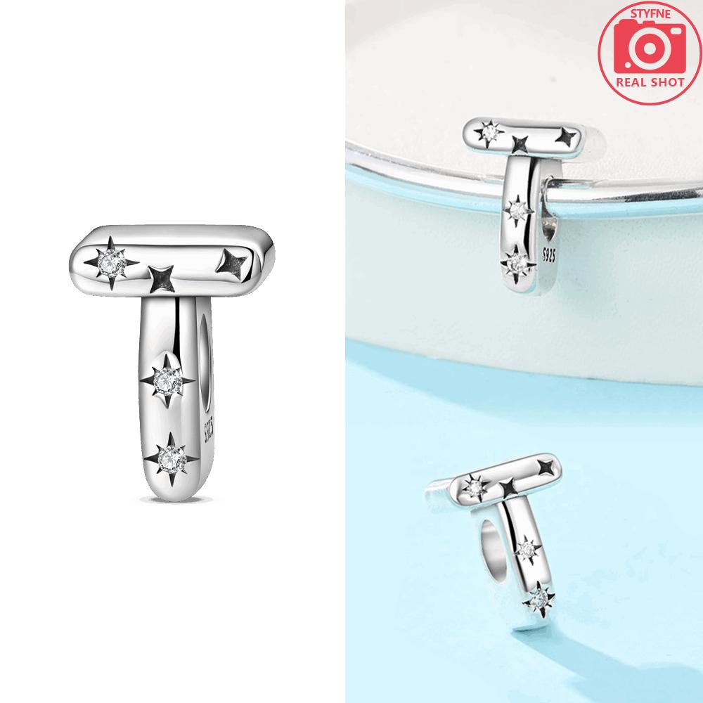 925 Silver Elegant A-Z White Zircon 26 Letters Charms Beads Fit Bracelet Women Jewelry DIY Birthday Anniversary Gift