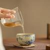 1 Pc Chinese Handmade Flowers and Birds Ceramic Tea Cup Ru Kiln Tea Bowl Household Master Teacup Travel Personal Tea Set 140ml