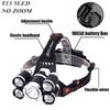 Led Aluminum Alloy Headlamp Fishing Charge Headlamp 5 * T 6 Charge Torch Headhunter Camping Flashlight 18650 Battery