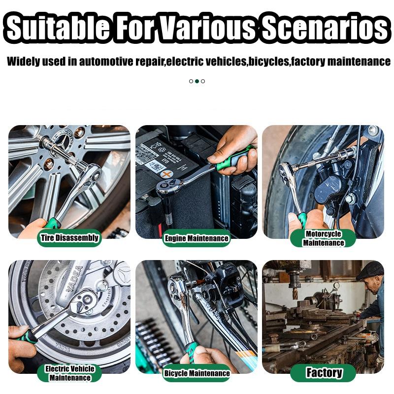 Drive Socket Set 1/4"-3/8"-1/2",CR-V Metric and Imperial Sockets with Quick-Release Ratchet Wrench,pro model 72 teeth, Sockets