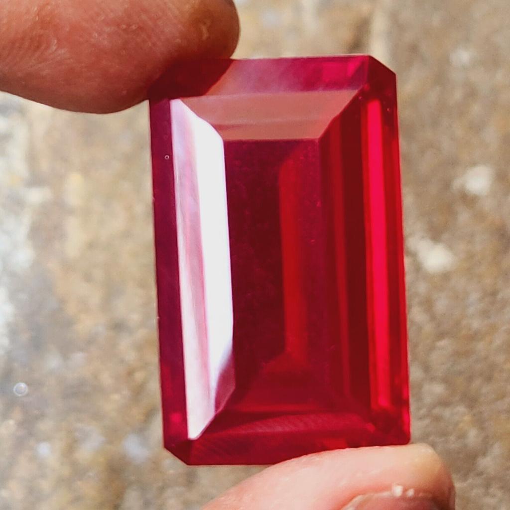 85 Cts Natural CERTIFIED Ruby Emerald Shape Red Rare Loose Gemstone