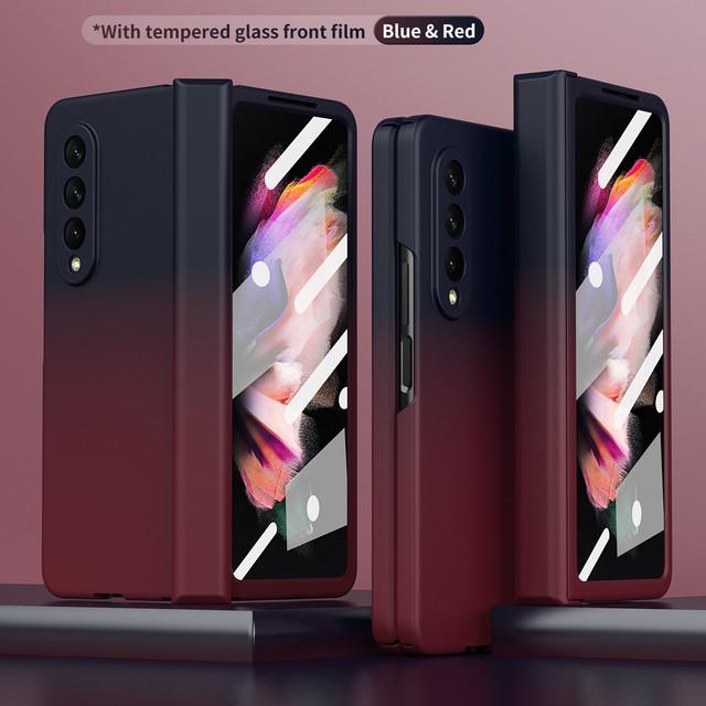 Precise Cutout Folding Phone Case For Samsung Galaxy Z Fold 3 4 Fold4 5g Fold3 Fold2 Fold 2 Cover With Temrepred Glass Film