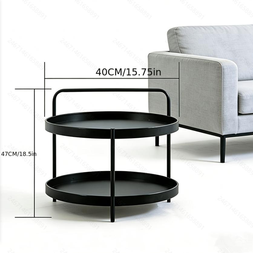 Moderner runder Metall-Beistelltisch mit Ablage Kaffeetisch Nachttische Badezimmerregale Couchtisch Kleiner Tisch