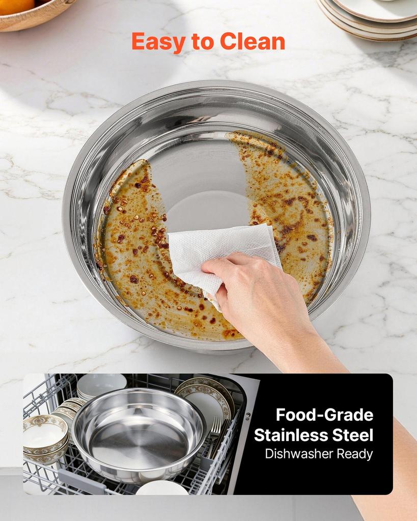5 Qt 4 Pack Round Chafing Dish Buffet Set Full-Size Pan Stainless Steel