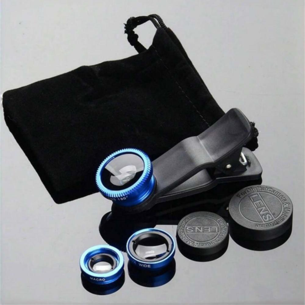 3in1 Universal Fisheye Camera Lens Kit Smartphone Wide Angle Macro Lenses Magnifying Glass Clip-On Mobile Photography Accessor