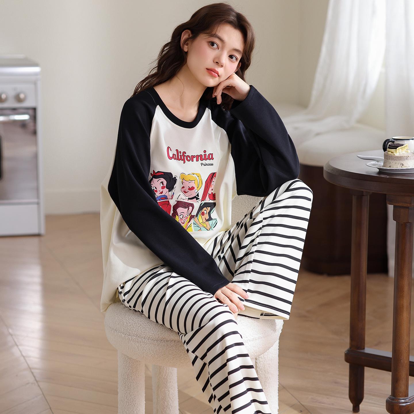 

Women s Long Sleeve Cotton Pajama Set, Spring/Autumn Plus Size Pullover, Wearable Outdoors XXL