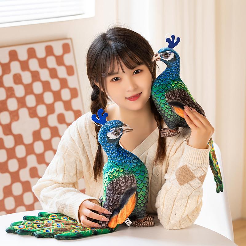 1pc 28/35CM Real Life Peacock Plush Toys Simulated Blue-crowned Peacock Dolls Stuffed Soft Animal Doll Children Home Decor Gift