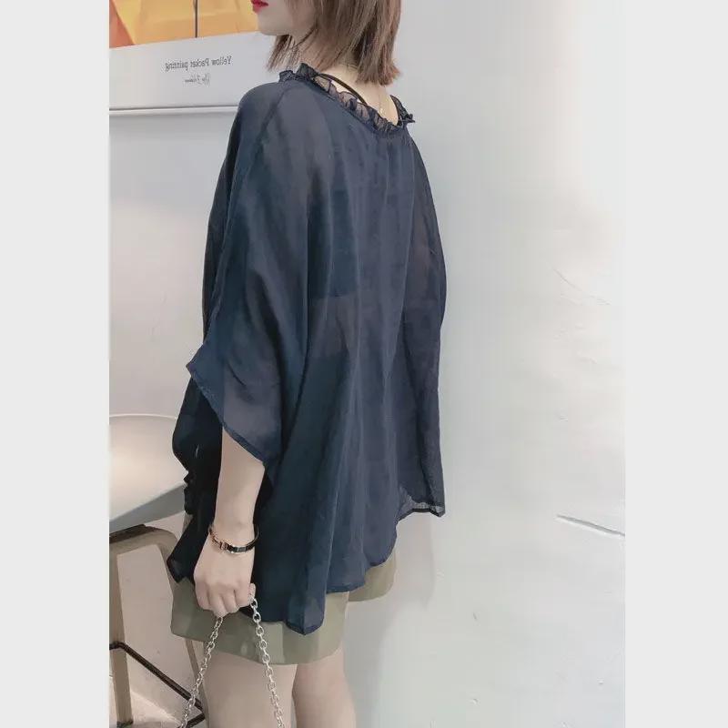 2021 New European-Style Women's Bat Sleeve Imitation Linen Summer Top
