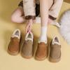 Women's Large Size Soft Sole Winter Warm Fur One Snow Boots Padded Lined Ankle Boots Anti-slip Hiking Sports Cotton Boots Leather Shoes