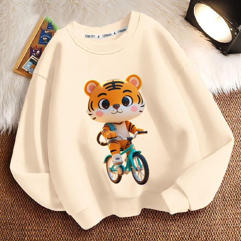 Roztomilá mikina s kapucí pro děti s malým tygříkem, ležérní top pro chlapce a dívky na jaro a podzim
