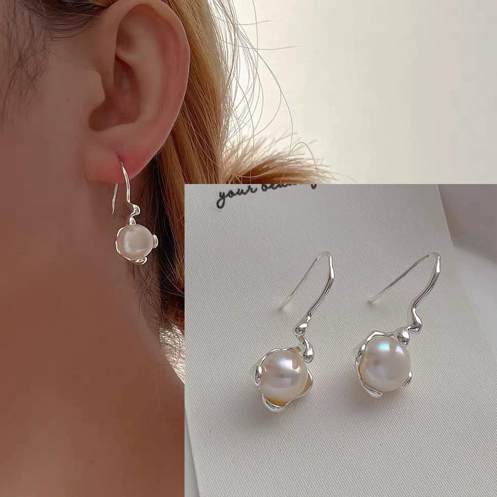 925 Silver Hotan Jade Earring for Women Grass Retro Texture Water Drop Trend Ethnic Jewelry Gift Dropshipping