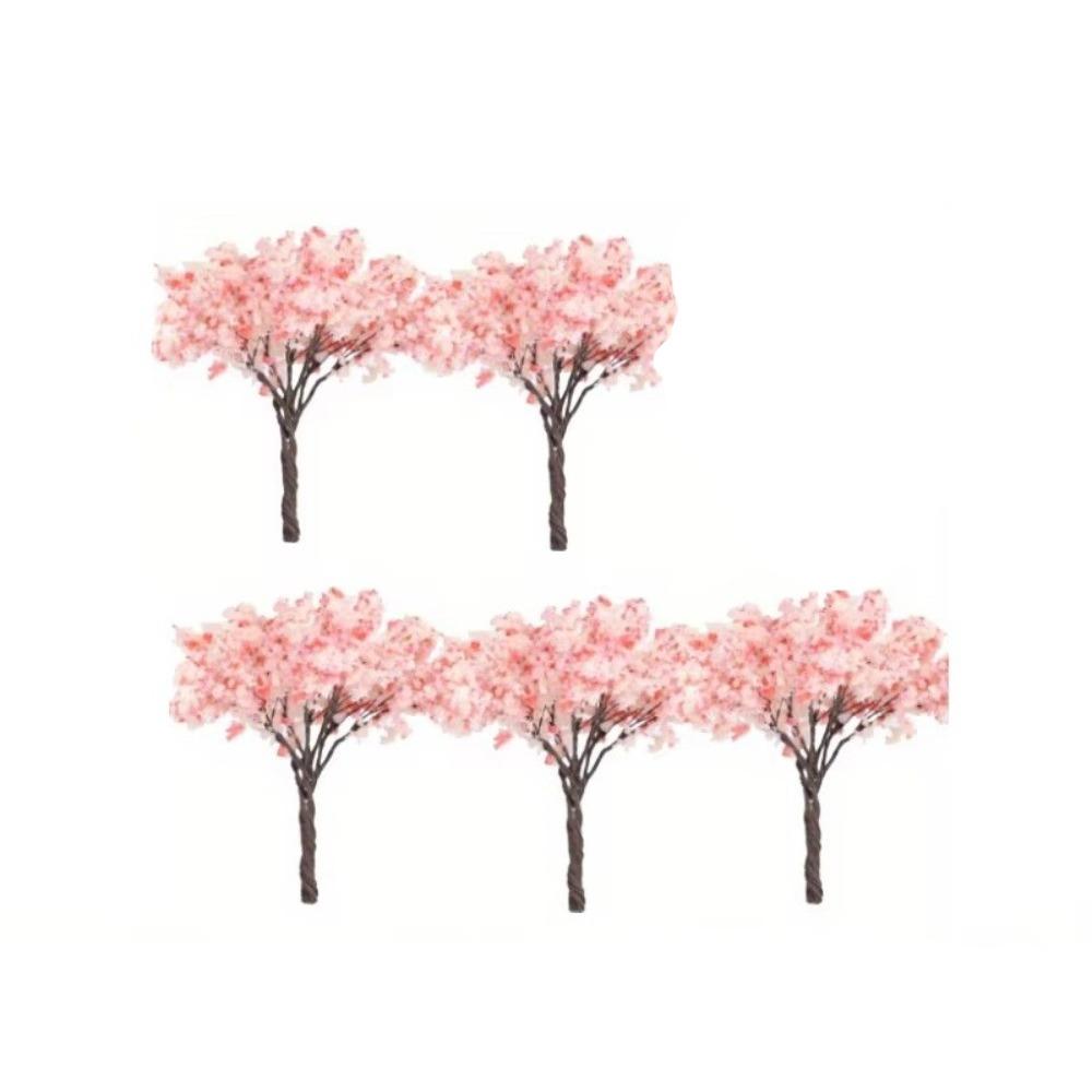 1/5PCS DIY Crafts Miniature Cherry Flower Tree Model Resin Terrarium Accessories Bonsai Decoration Bonsai 6.5cm Micro Plant