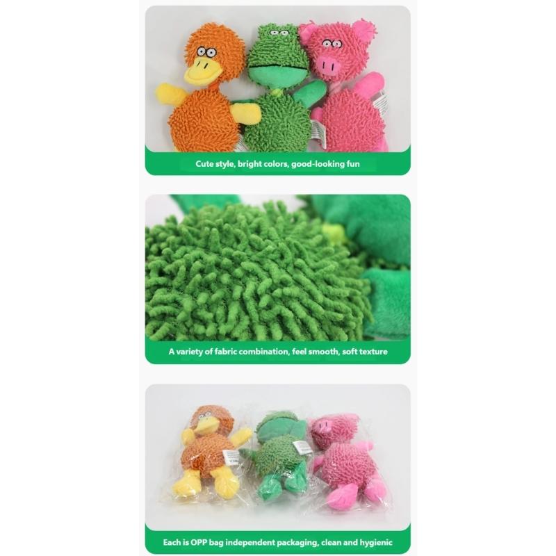 Fun Squeaky Plush Dog Toy Colorful Mop Fiber Puppy Toy for Teething Puppies and Anxieties Reliefs