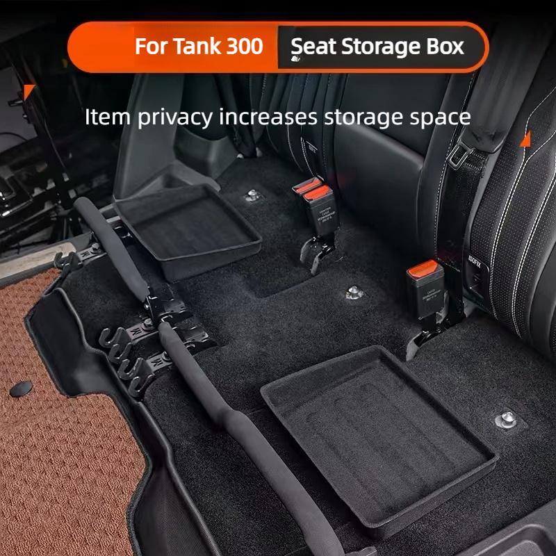 For GWM Tank 300 Storage Box Organizer Case Under Seat Hidden Box High Capacity Felt Cloth Drawer Holder Case Car Accessories