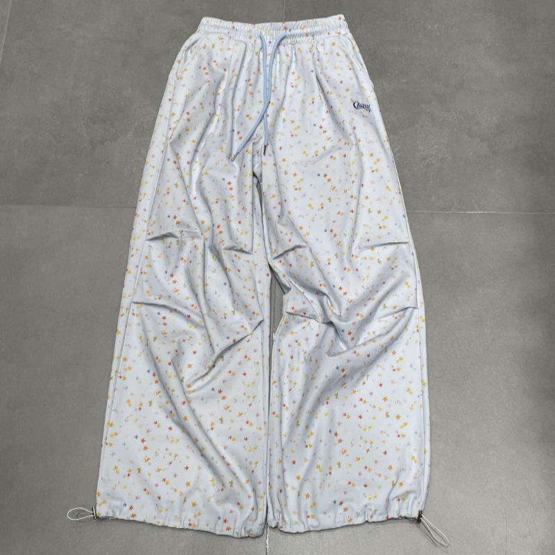 

2026 Spring Sweet Girl Star Print Casual Wide-Leg Pants Medium светло-синий