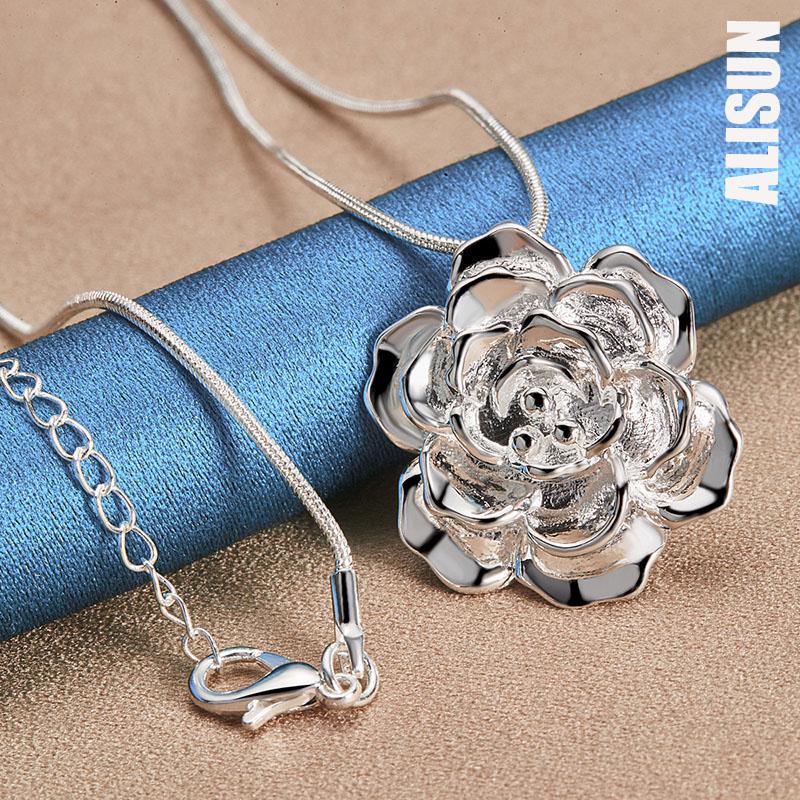 925 Sterling sølv Rose anheng halskjede fasjonable bryllup smykker