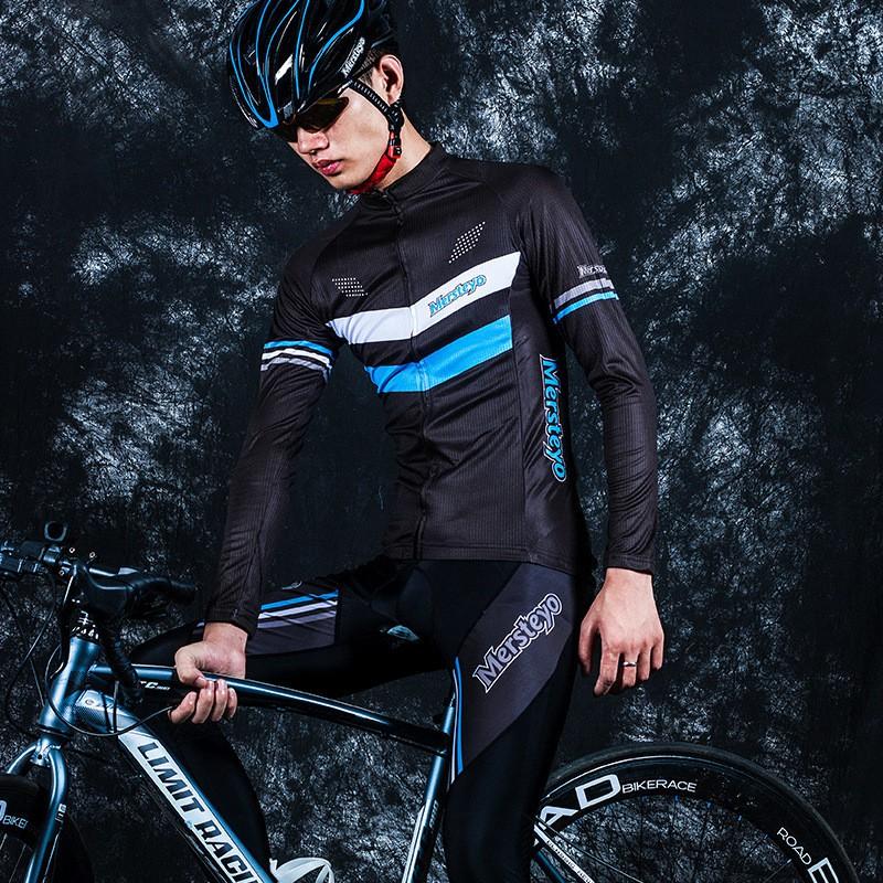 Mens Long Sleeve Cycling Jersey Shorts Set Quick Dry Breathable Mountain Road Bike Apparel