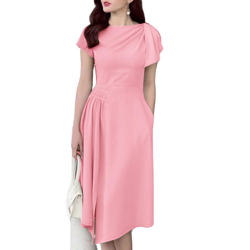 

ZANZEA Женское повседневное платье с круглым вырезом, неровным подолом и короткими рукавами 2XL