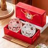 Glückskatze Keramikschale & Essstäbchen Geschenkset
