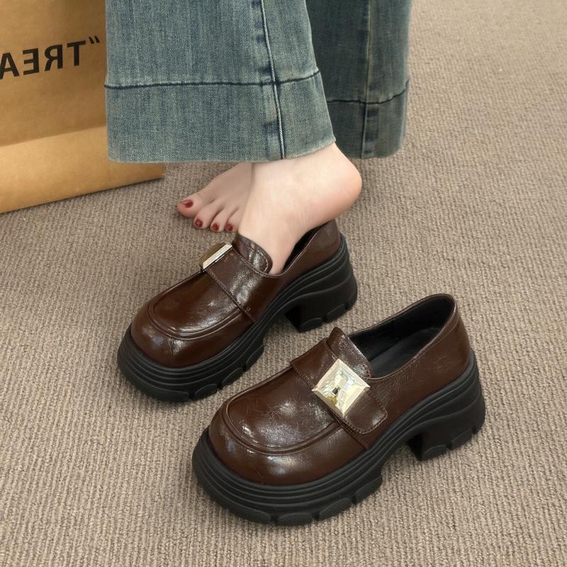 British Style Thick Heel Platform Mary Jane Shoes Velcro Small Leather Shoes JK Uniform Single Shoes 2025 Autumn New Women's Shoes