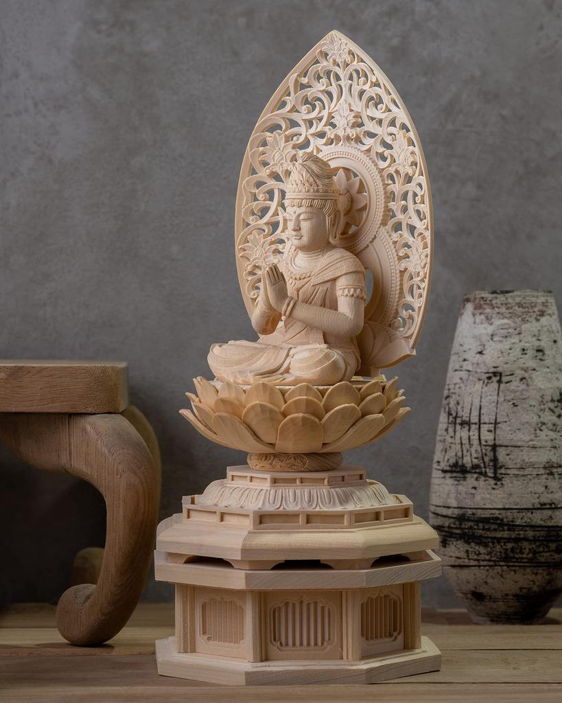 Wooden Buddha Seishi seated Guardian deity of the zodiac for those born in the year of the horse Bosatsu statue, Bosatsu, figure, 22.5cm (wooden