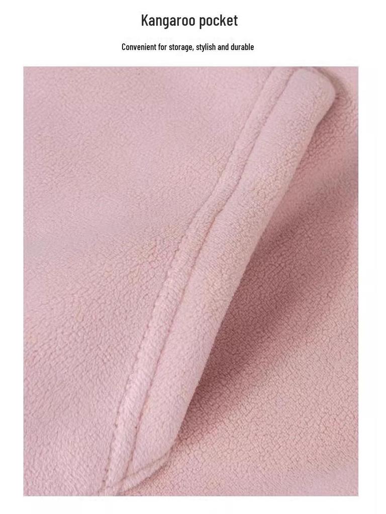 Women's Pink Lambswool Fleece Jacket: Windproof, Thick Velvet Liner, Warm Winter Outerwear