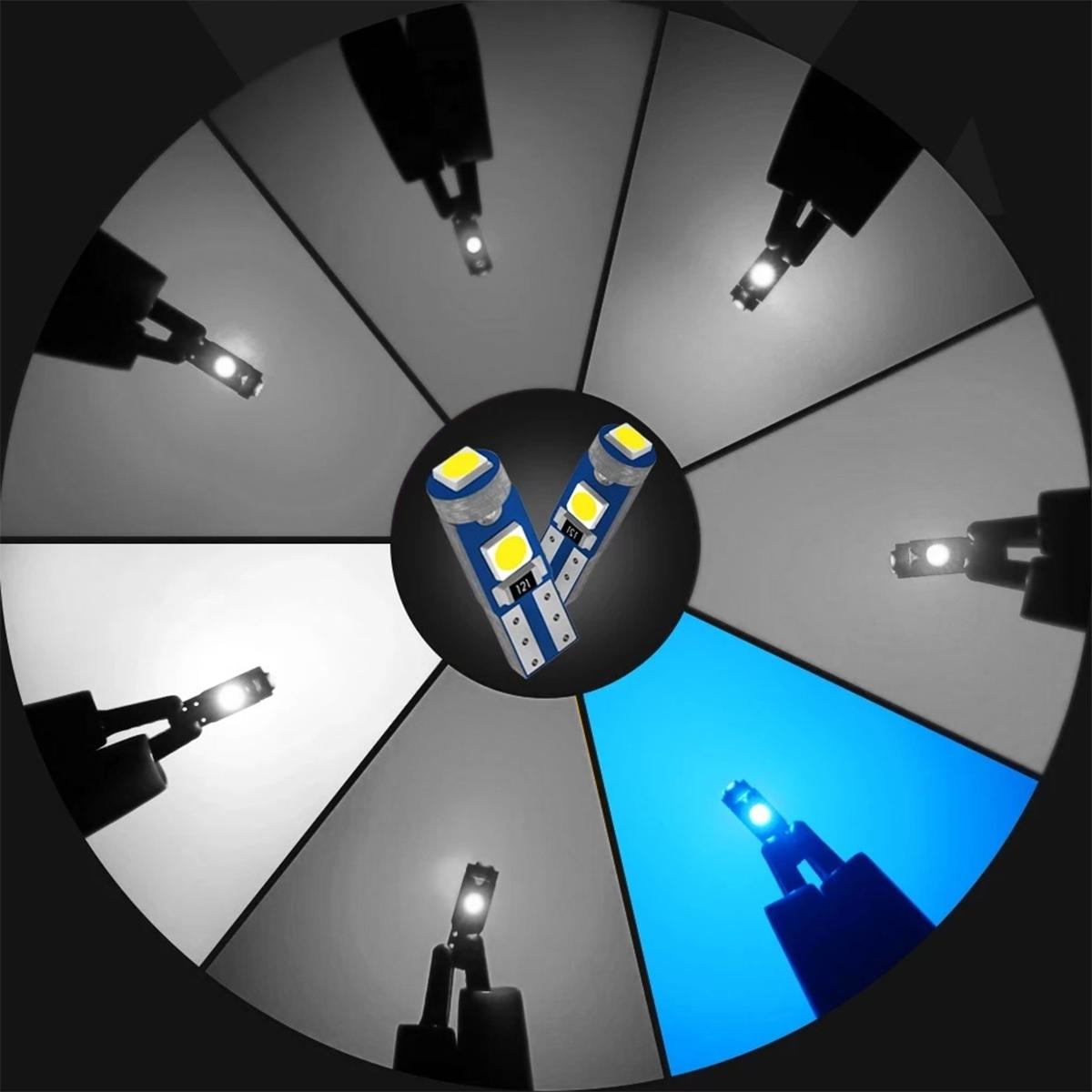 

5PCS T5 Led W3W W1.2W 17 37 73 74 LED Lamp Car Dashboard Instrument Light Bulbs Auto White Blue Red Yellow Green Pink 12V