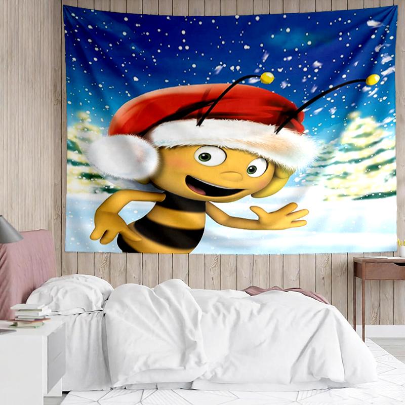 Maya the bee Print Tapestry, Backdrop, Easy Setup, Ideal for Bedroom, Office & Living Room, with Aesthetic Wall Hanging Decor.
