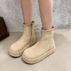 Small thick-soled white short boots women's 2025 new autumn suede thin boots thin women's boots Martin boots