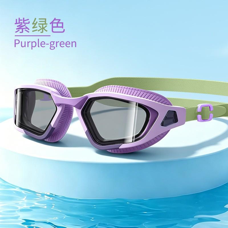 Anti-Fog Waterproof Adult Swim Goggles Silicone Large Frame Myopia Electroplated Earplug