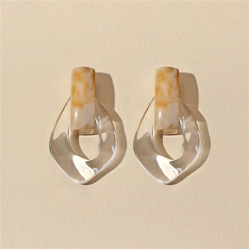 New Trendy Transparent Resin Hoop Earrings For Women Girls Geometric Irregular Metal Acrylic Earrings Party Jewelry