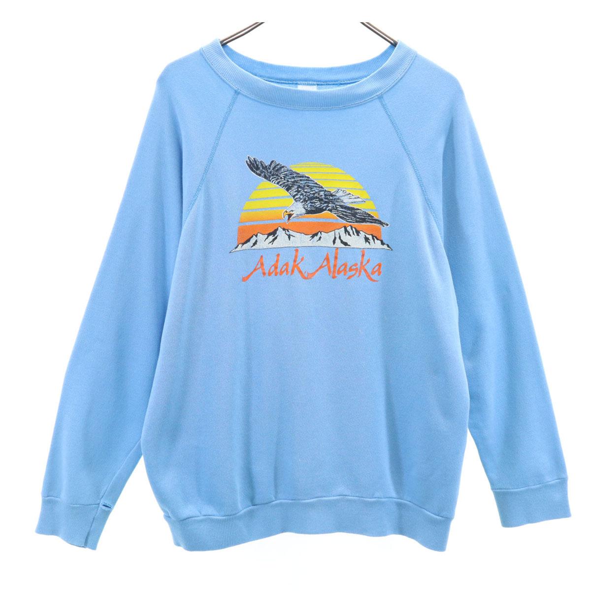 

VINTAGE 80s Eagle Alaska Long sleeve raglan sweat Light blue Men s Used