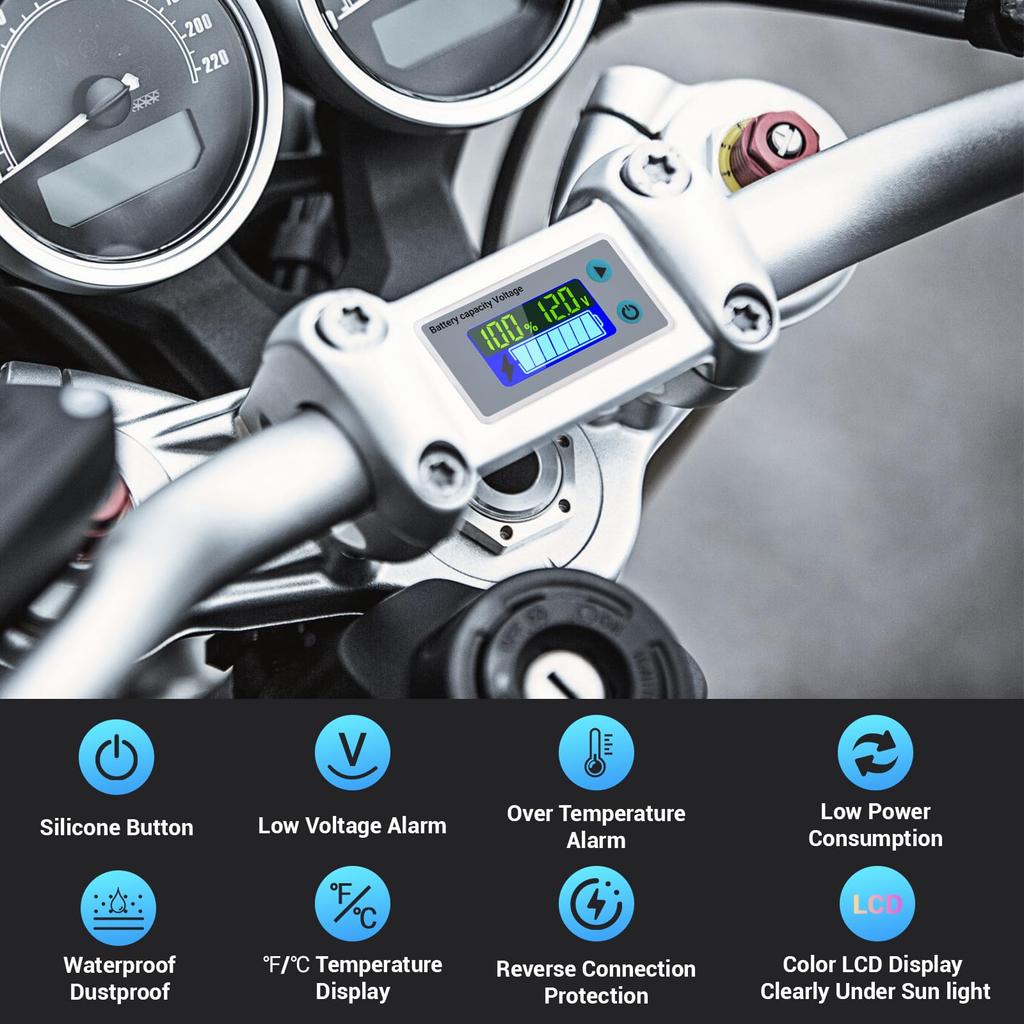 DROK Wohnmobil Batterie Monitor 12V, 10-100V Digitales Voltmeter Batteriekapazität