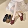 Autumn Simple Temperament Low Heel Round Head Flat Shoes Women's Work Shoes Soft Leather Shallow Mouth Small Single Shoes Women's Four Seasons Shoes